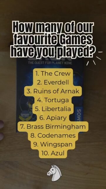 How many have you played. We've compiled a list of our favourite games. We know you'll have played some of them but who's played them all?

Here's our list:
- the crew
- everdell (including expansions)
- ruins or arnak
- tortuga (mainly when played with an odd number)
- libertalia
- apiary
- brass Birmingham
- codenames
- wingspan
- azul

#boardgames #gamecollection #favourite #top10 #gaming